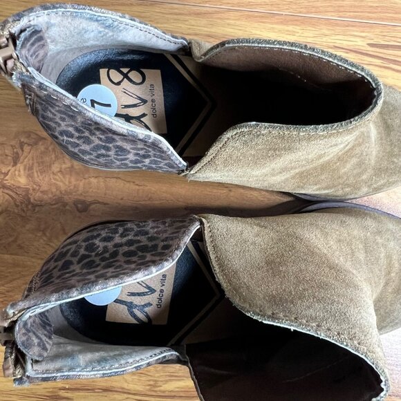 Dolce Vida DV8 Heel Ankle Boots Size 7 Booties Leopard Colorblock 3.5" Heel - Picture 5 of 9